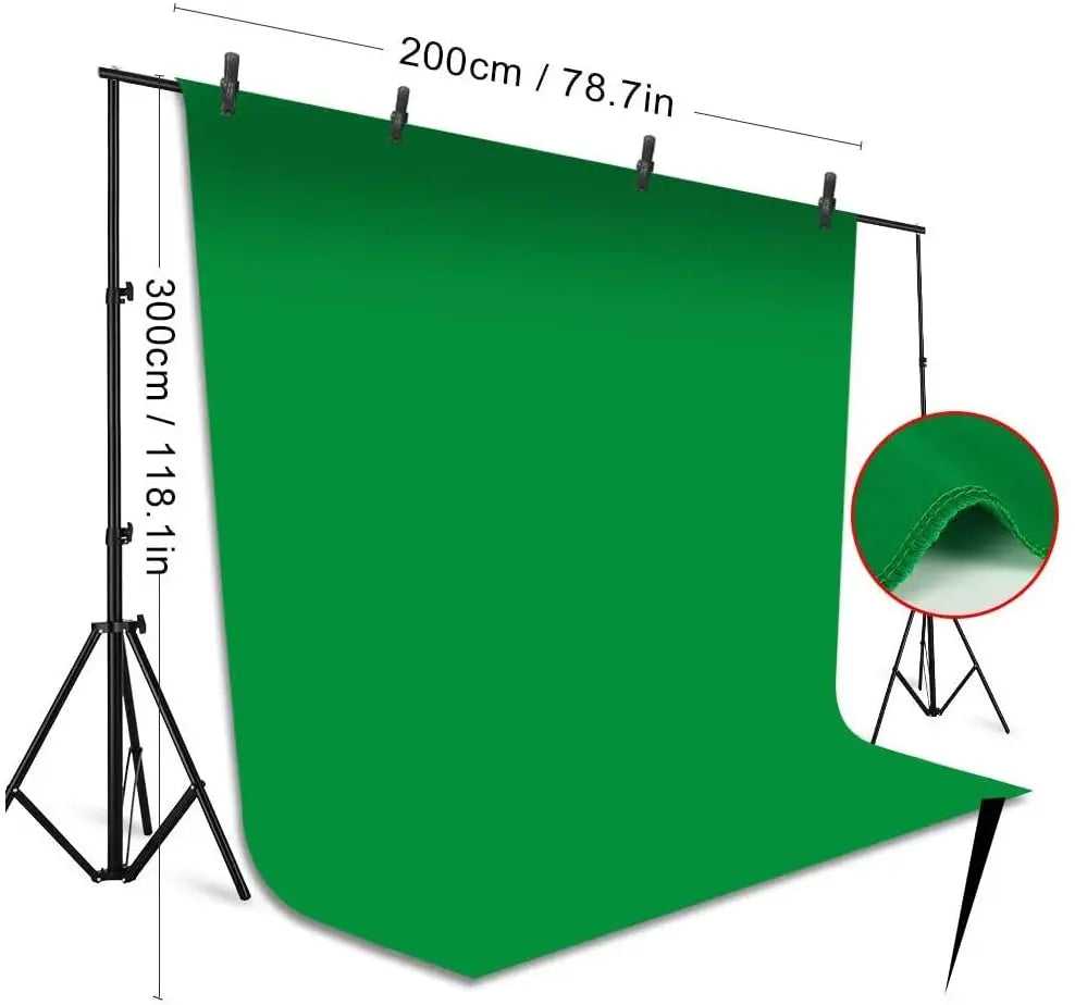 Green Screen + Stand & Clamps (6.5x10ft)