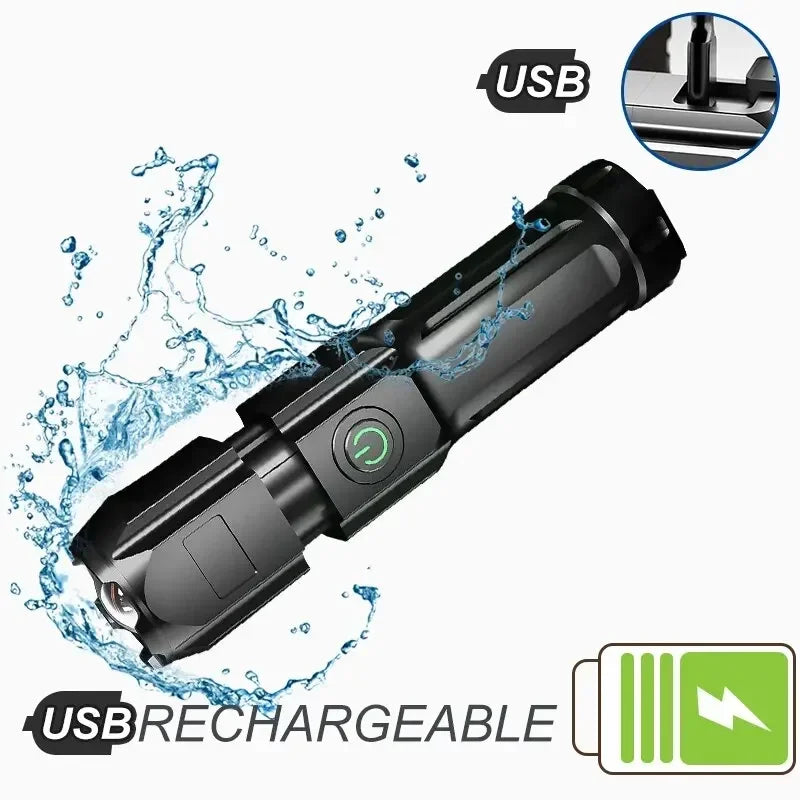 Powerful LED Flashlight  (USB Rechargeable)