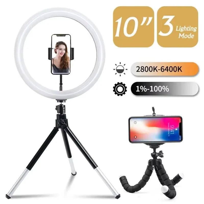 Ring Light + Mini Tripods (USB)
